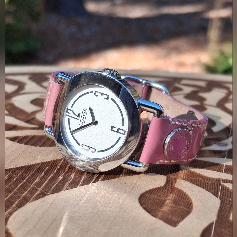 Y2K Coach Legacy Harness Swiss Movement Analog Women's Wrist Watch Pink Band